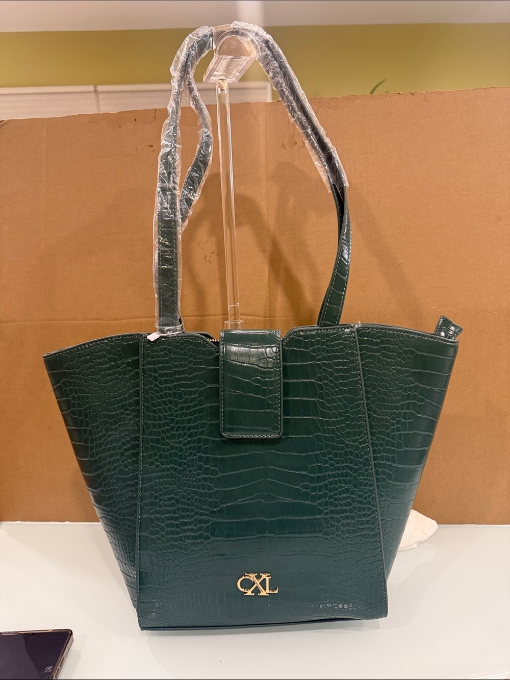 Christian Lacroix Emerald Green Croc-Embossed Tote
